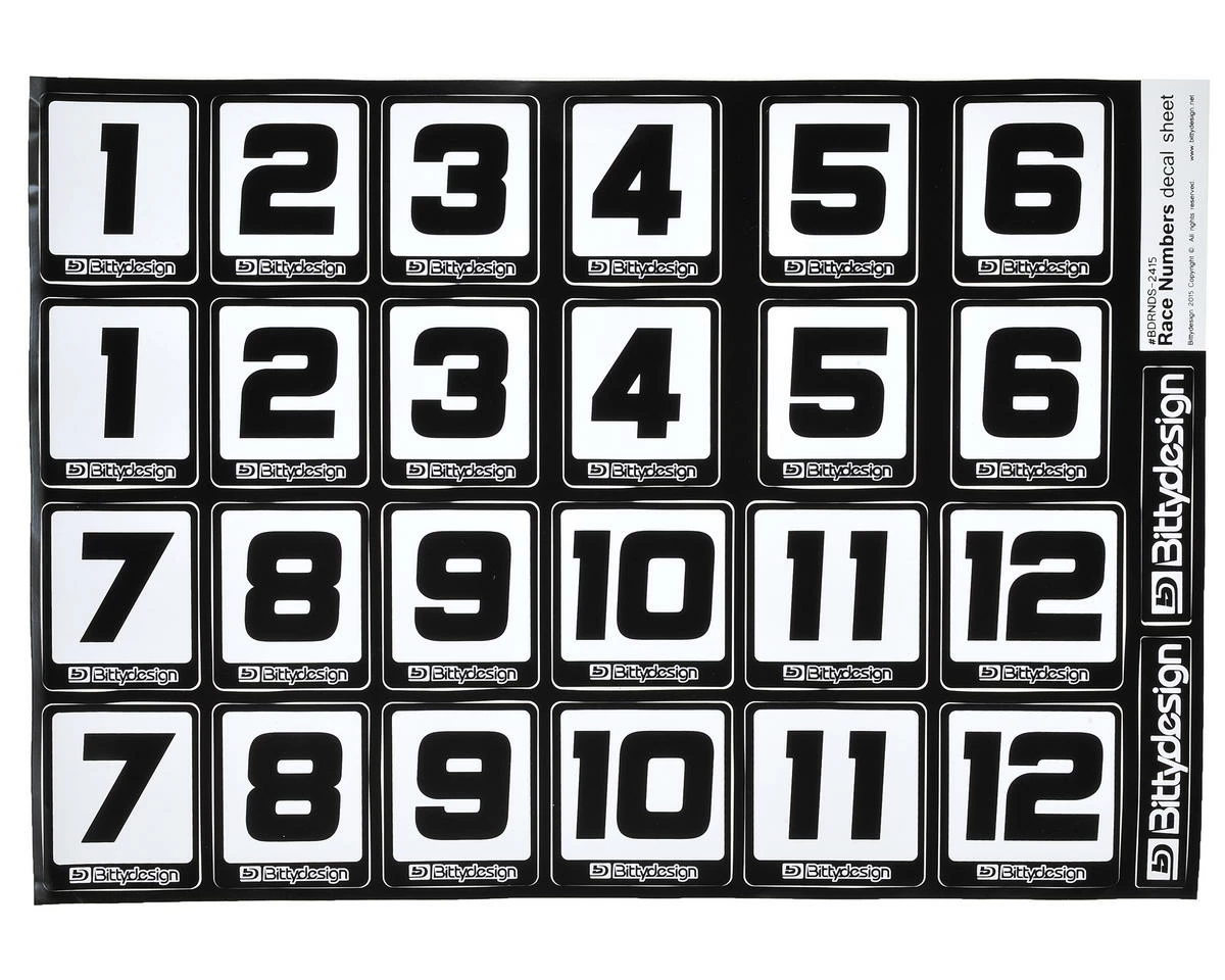 Bittydesign Race Number Decal Sheet (Large Pack - 10 Sheets) 2 Bittydesign Race Number Decal Sheet (Large Pack - 10 Sheets) - Image 2