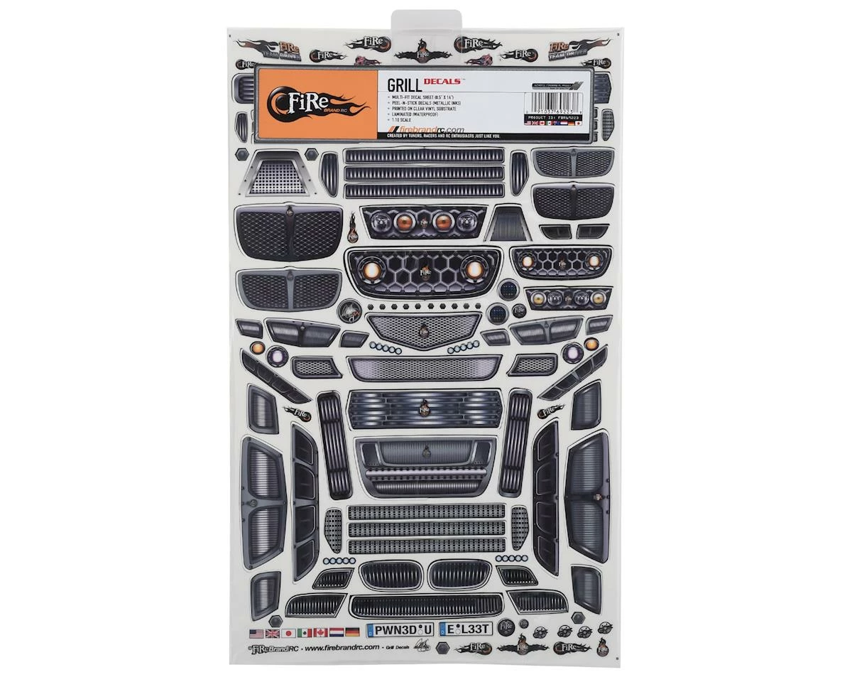 Firebrand RC Grilles Multi-Fit Decal Sheet (8.5x14") 2 Firebrand RC Grilles Multi-Fit Decal Sheet (8.5x14") - Image 2