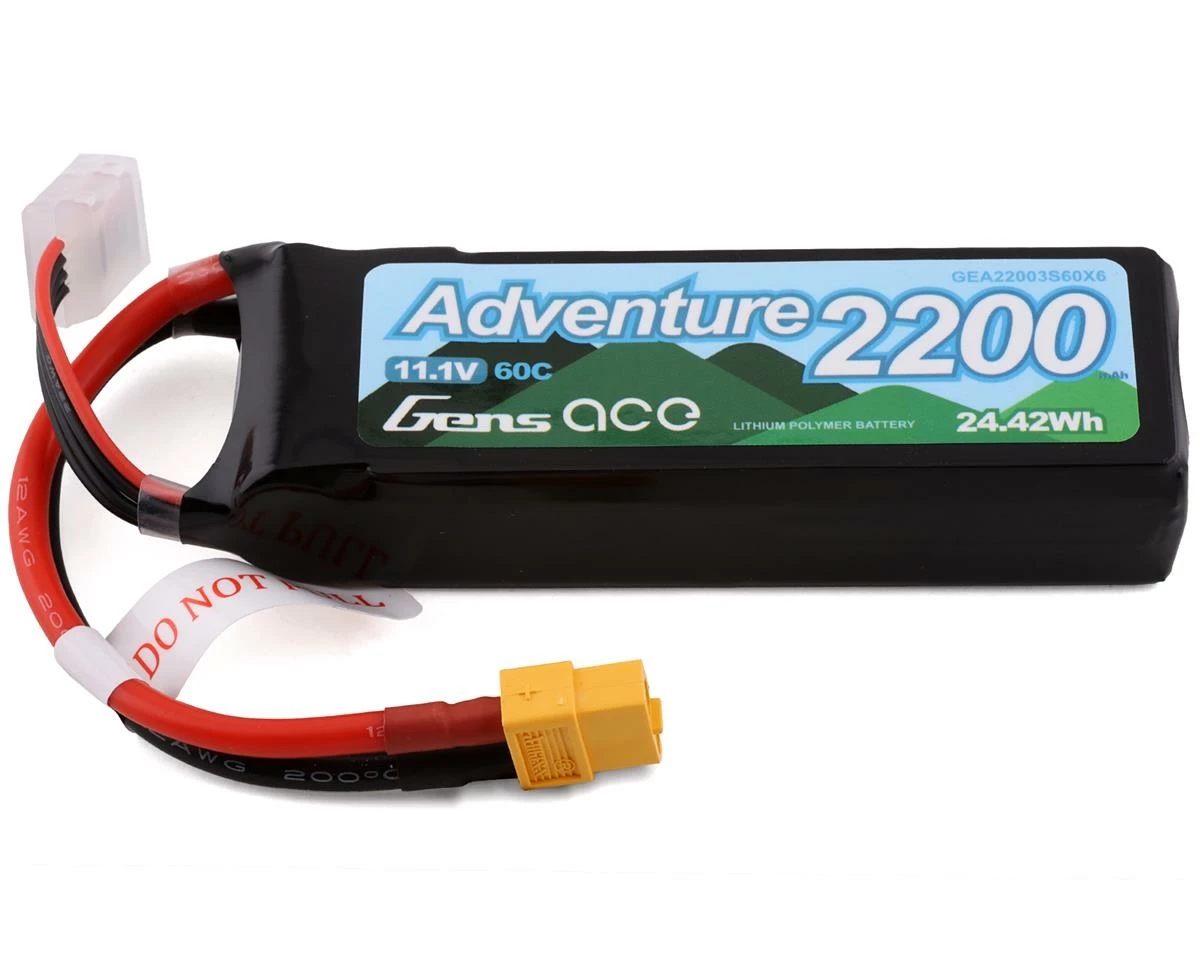 Gens Ace 3s LiPo Battery 60C (11.1V/2200mAh) w/XT-60 Connector 1 Gens Ace 3s LiPo Battery 60C (11.1V/2200mAh) w/XT-60 Connector