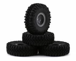 HobbyPlus CR-18 Grabber M/T 1.0" Pre-Mounted Tire Set (Grey) (4) (Beadlock)