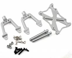 Team Integy SCX10 Rear Shock Mount & Brace Set w/Body Posts (Silver)