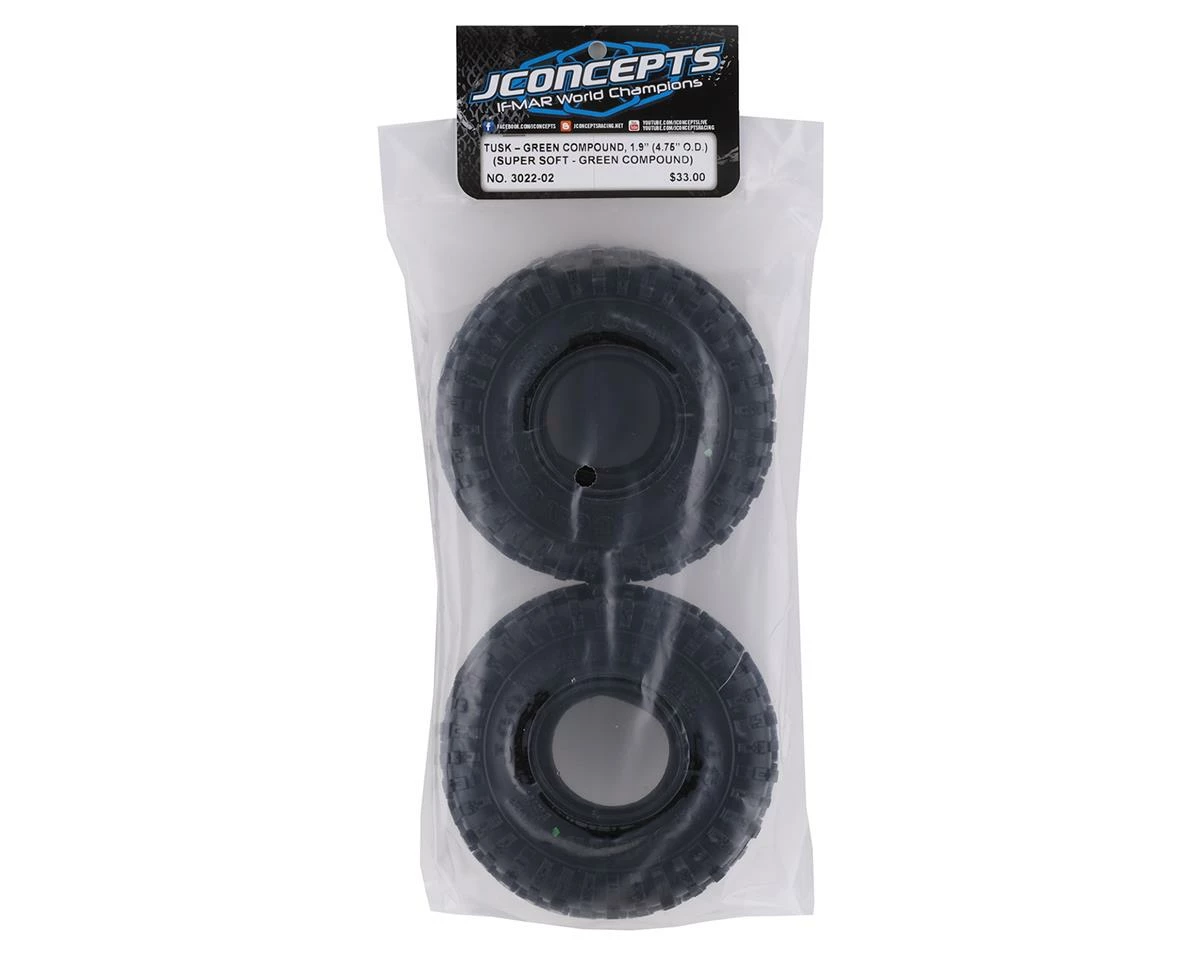 JConcepts Tusk 1.9" Performance Class 2 All Terrain Crawler Tires (2) (Green) 2 JConcepts Tusk 1.9" Performance Class 2 All Terrain Crawler Tires (2) (Green) - Image 2