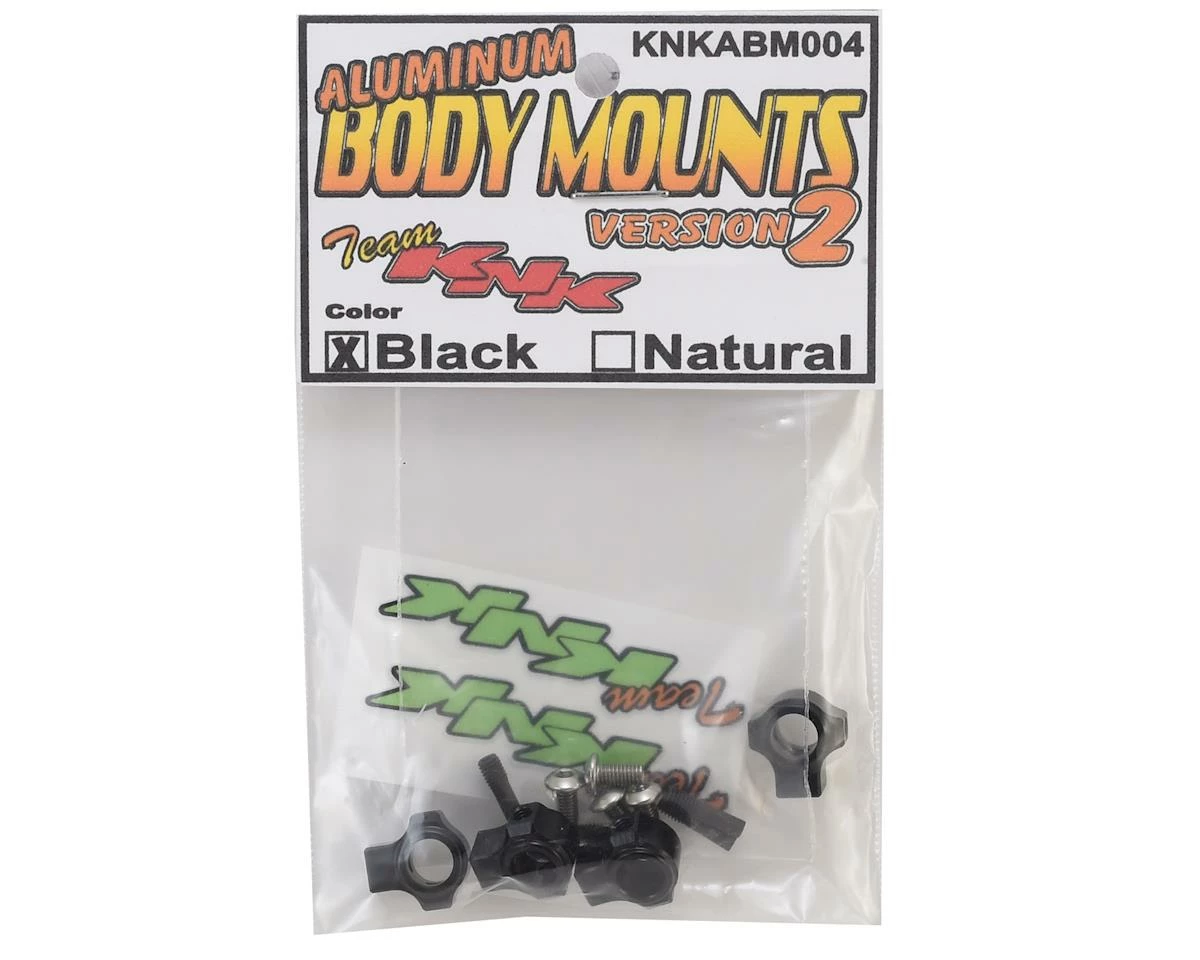 Team KNK Version 2 Aluminum Body Mounts w/Screw Pins (Black) 2 Team KNK Version 2 Aluminum Body Mounts w/Screw Pins (Black) - Image 2