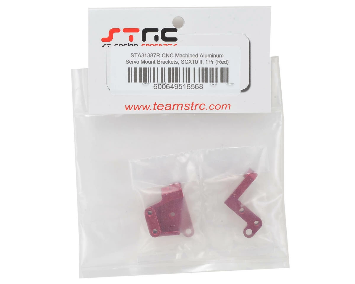 ST Racing Concepts SCX10 II Aluminum Servo Mount Brackets (Red) 2 ST Racing Concepts SCX10 II Aluminum Servo Mount Brackets (Red) - Image 2