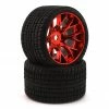 Sweep Road Crusher Belted Pre-Mounted Monster Truck Tires (Red) (2) (1/2 Offset) w/17mm Hex