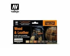 Vallejo Paints Wood N Leather Paint Set 8Pc 17Ml