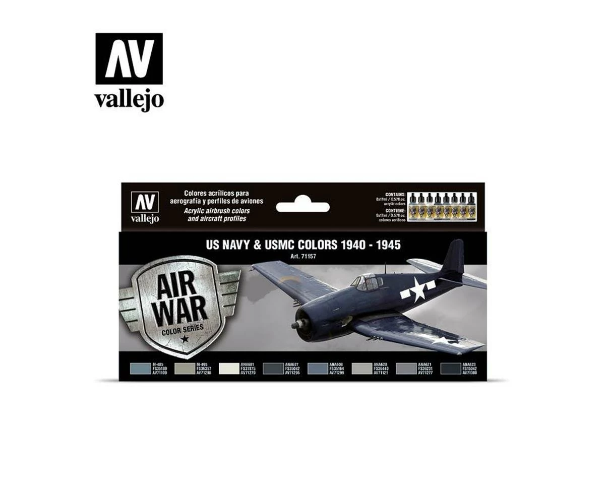Vallejo Paints Wwii Us Navy & Usmc 1940-1945 Model Air Set 17Ml 1 Vallejo Paints Wwii Us Navy & Usmc 1940-1945 Model Air Set 17Ml