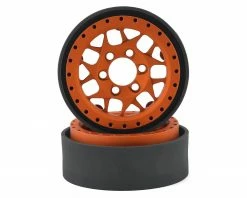 Vanquish Products KMC XD127 Bully 1.9 Beadlock Crawler Wheels (Orange) (2)