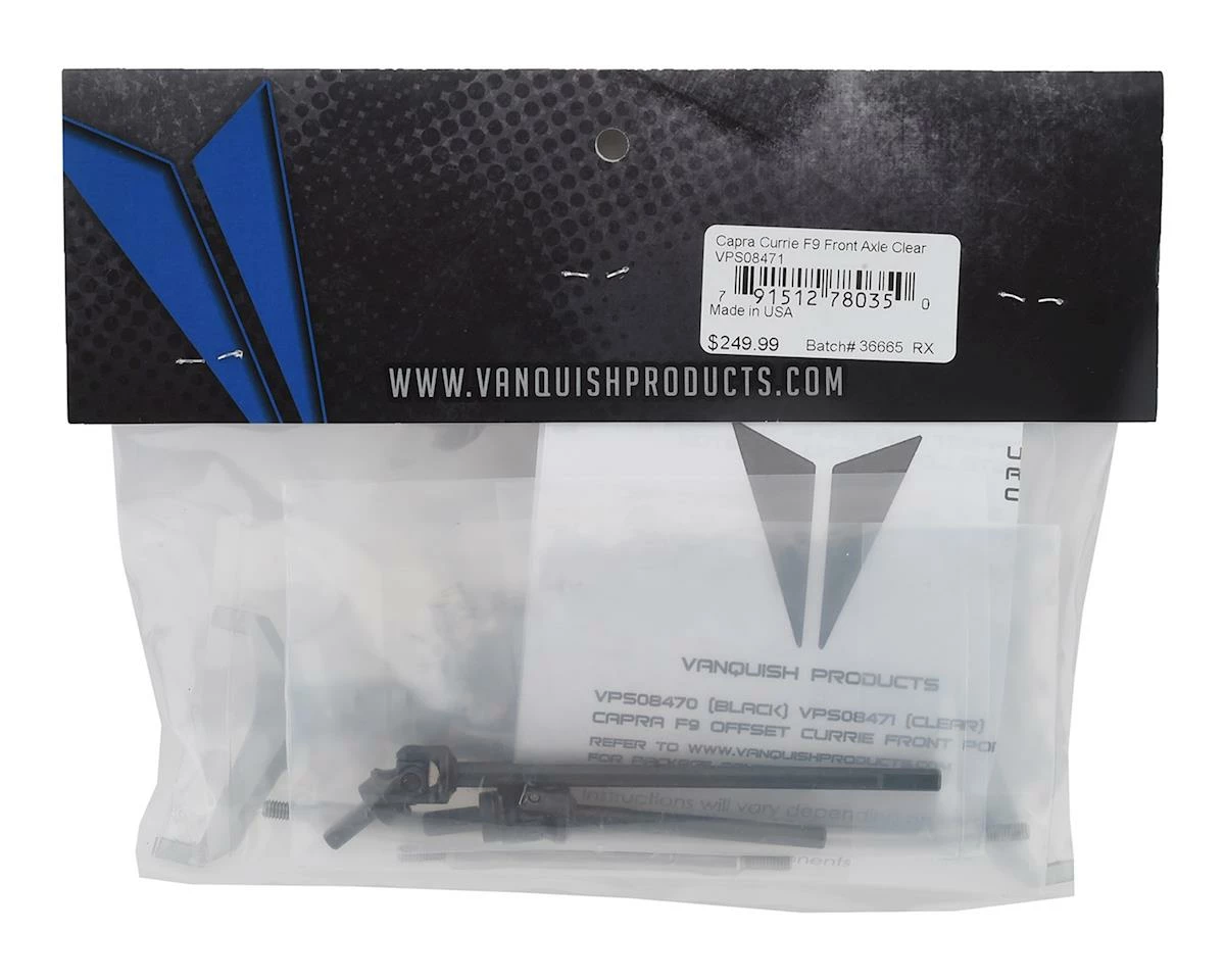 Vanquish Products Axial Capra Currie F9 Front Axle (Silver) 2 Vanquish Products Axial Capra Currie F9 Front Axle (Silver) - Image 2