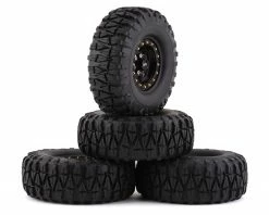 Yeah Racing Soft 1.9" Off-Road Pre-Mounted Tires w/Aluminum Beadlock Wheels (Black) (4) w/12mm Hex